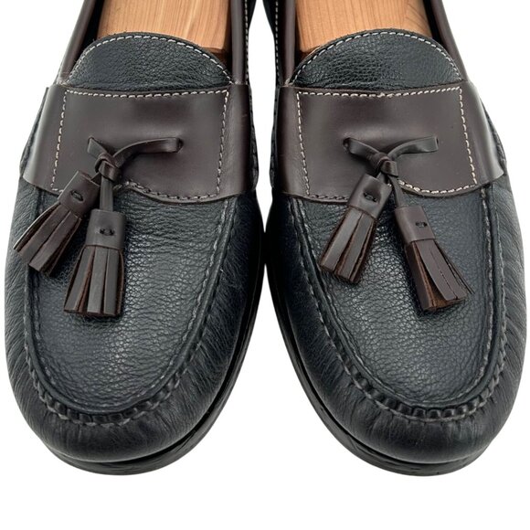 Cole Haan Men's 10D Black Brown Pebble Leather Pinch Tassel Loafers Dress Shoes - Picture 11 of 12